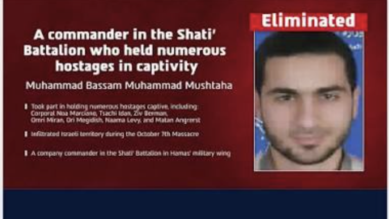Hamas commander who abducted, held Israeli hostages on Oct. 7 killed in Gaza